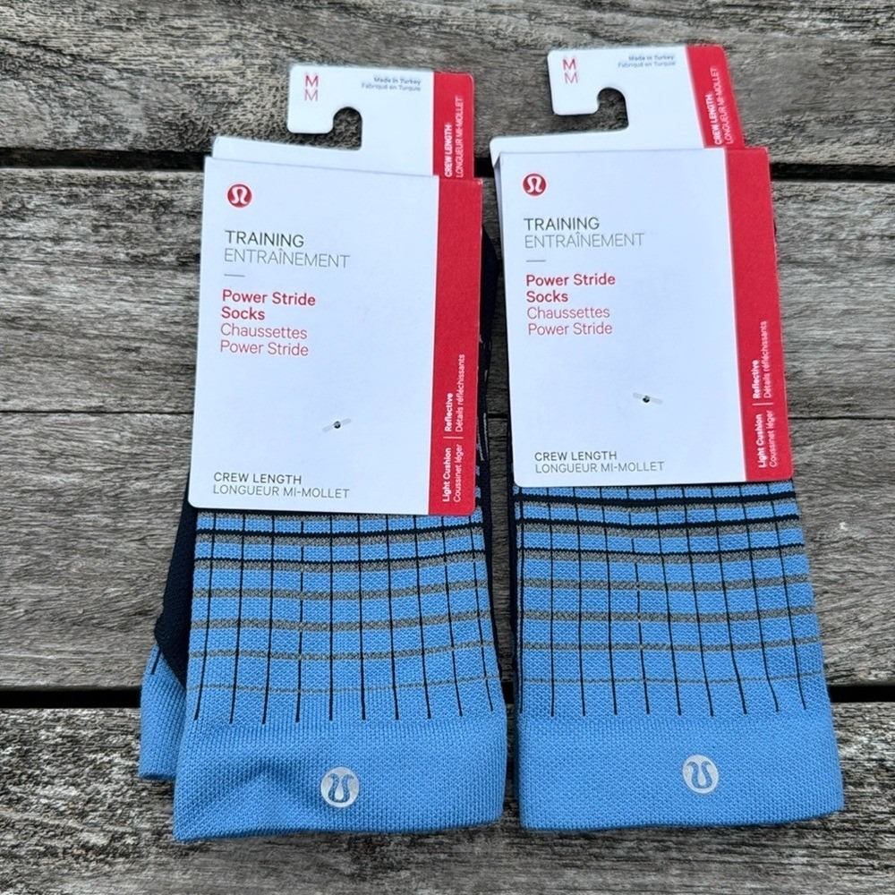 Bundle of 2 Lululemon Womens Power Stride Crew Socks Reflective Size medium NWT